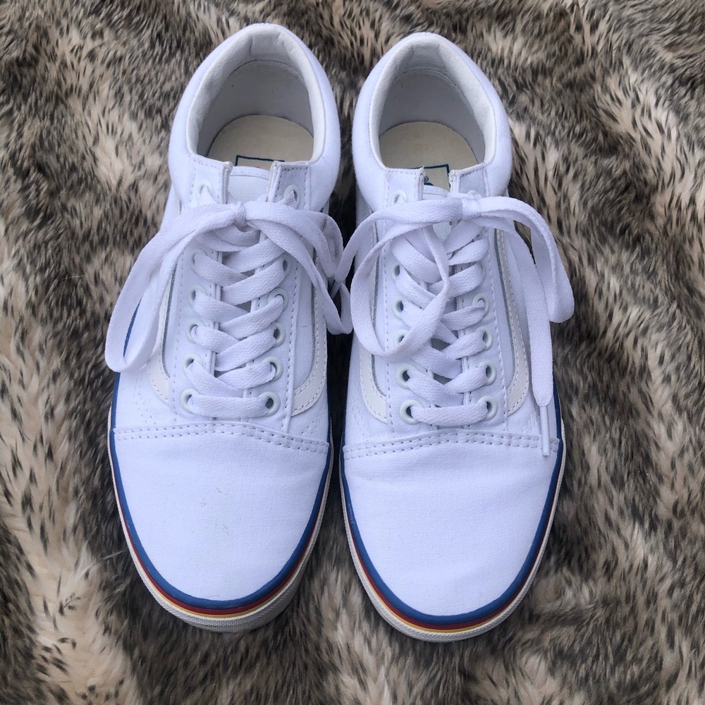 White Old School Vans Size W8
